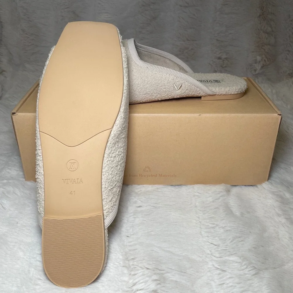 VIVAIA Square-Toe Fluffy Slides EU 41 / US 9.5 - Picture 8 of 10